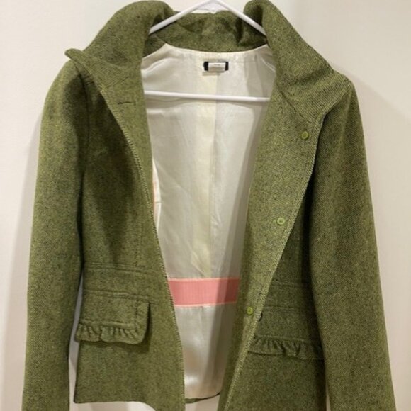 Women's J.Crew Wool Tweed Jacket in Green Fleck, Size 6 - Picture 2 of 10